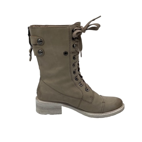 Sam Edelman Cream Darwin Tumbled Leather Chunk Heel Combat Boots Size 6 Women’s - Picture 5 of 10